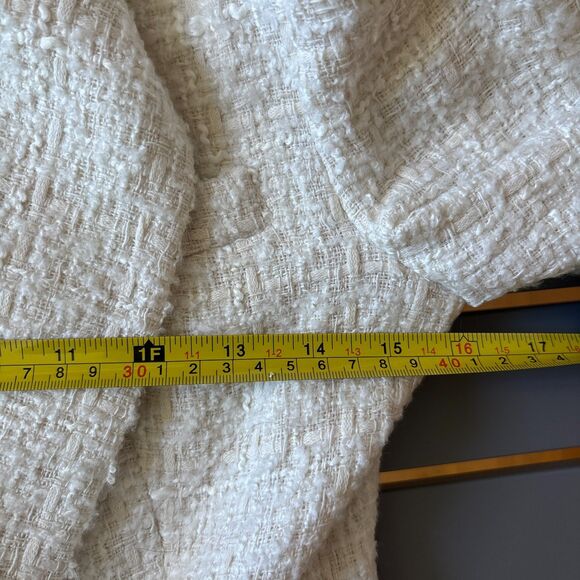Zara Tweed Blazer Jacket Womens XS Ivory Long Sleeve Notch Lapel Double Breasted - Picture 6 of 9